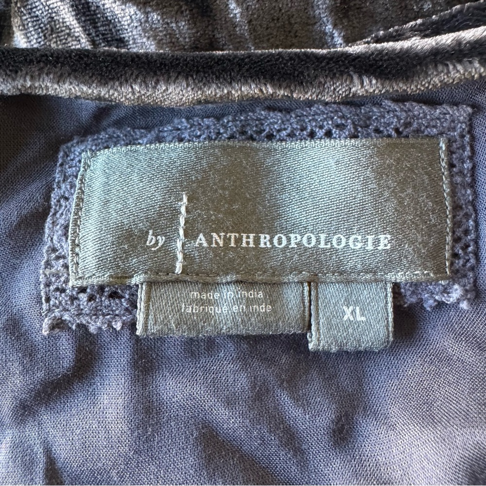 Anthropologie Somerset Velvet Dark Gray Gunmetal Maxi Dress Long Tiered XL - Picture 12 of 14